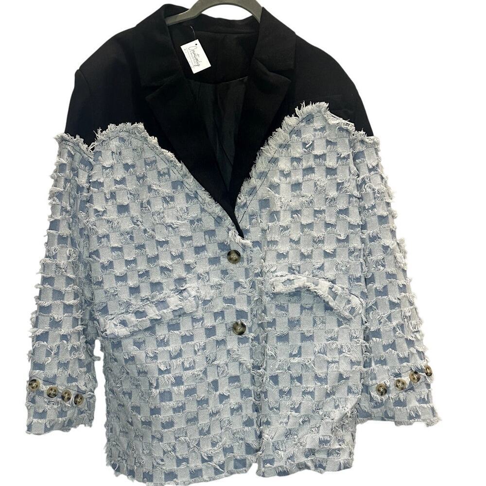 Copenhagen Muse – Check Denim Blazer – Black – Size S